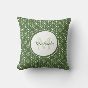 Mooie Boomtop Groene Monogram Naam Hart Stippen Kussen