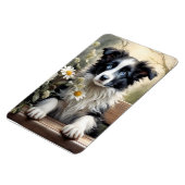 Mooie Border Collie Dog Bloemen Koelkast Magneet (Linkerzijde)