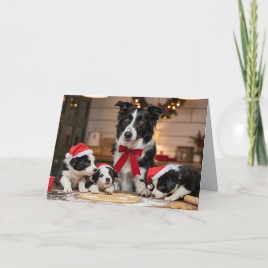 Mooie Border Collie Kerst Koekje Kaart (Voorkant)
