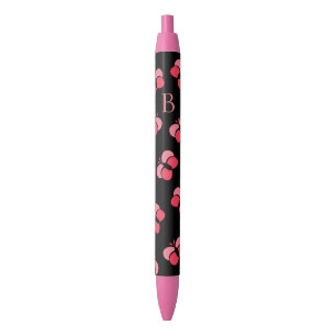 Mooie Borrelende Roze Vlinders Monogram Zwarte Inkt Pen