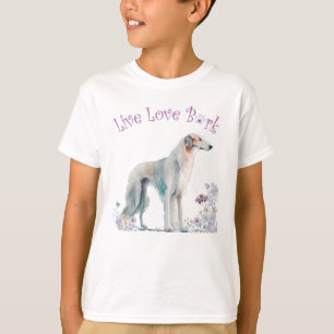 Mooie Borzoi-hond bloemig T-shirt