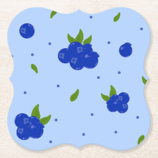 Mooie bosbessen botanische illustratie op blauw kartonnen onderzetters