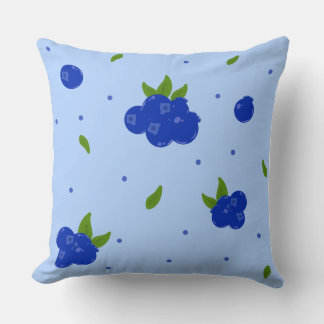 Mooie bosbessen botanische illustratie op blauwe a kussen
