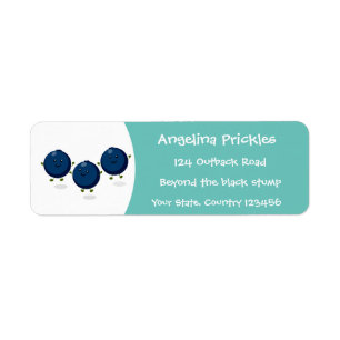 Mooie bosbessen paarse illustratie van de cartoon etiket