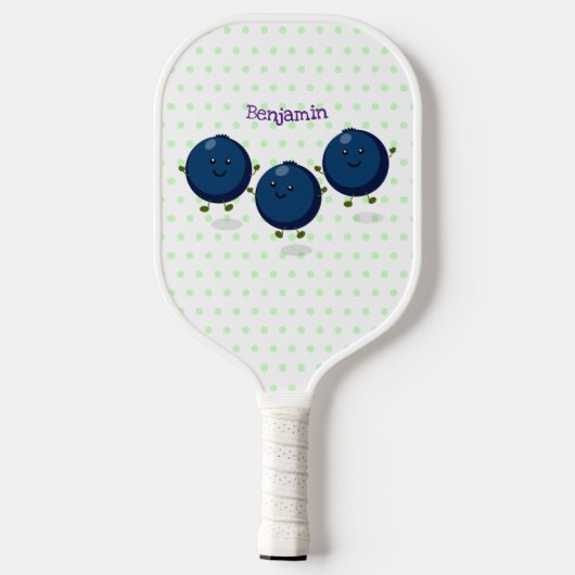 Mooie bosbessen paarse illustratie van de cartoon pickleball paddle (Achterkant)