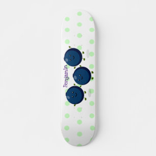Mooie bosbessen paarse illustratie van de cartoon skateboard