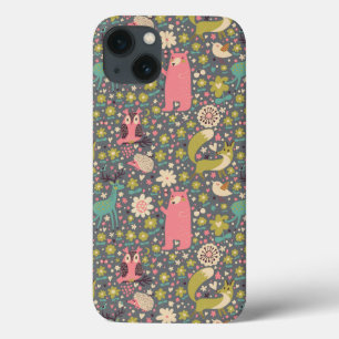 Mooie bosdieren patroon iPhone 13 hoesje