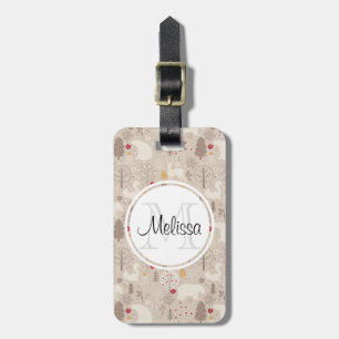 Mooie bosdieren Scandinavisch patroon monogram Bagagelabel