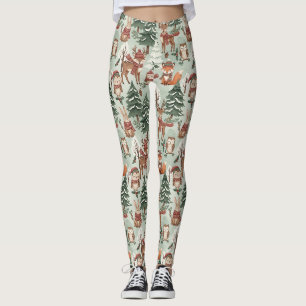 Mooie bosdieren winter bos patroon leggings