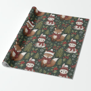 Mooie bosdieren Winterpatroon Cadeaupapier