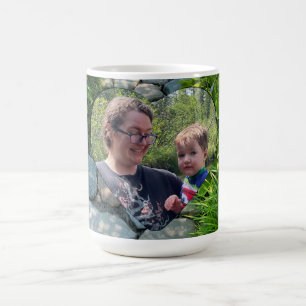 Mooie bosfoto zonovergoten bomen fotosjabloon koffiemok