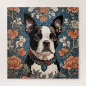 Mooie Boston Terrier William Morris Geïnspireerd Legpuzzel (Verticaal)