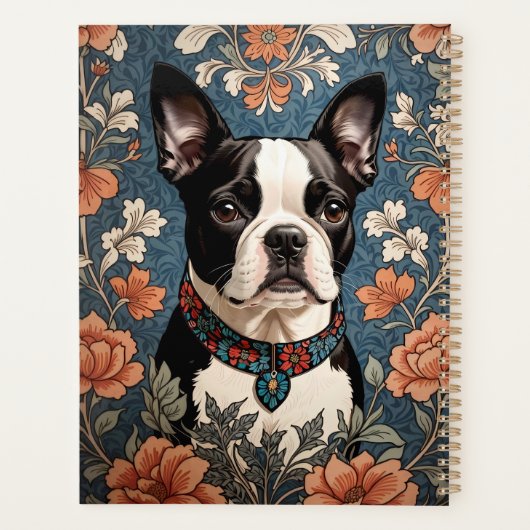 Mooie Boston Terrier William Morris Geïnspireerd Planner (Achterkant)