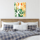Mooie Botanicals in Groen & Sinaasappel, Canvas Ar (Insitu (Slaapkamer))