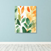 Mooie Botanicals in Groen & Sinaasappel, Canvas Ar (Insitu (Houten vloer))