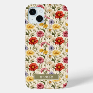 Mooie Botanische Aquarel Wilde Bloem Naam iPhone 15 Mini Hoesje