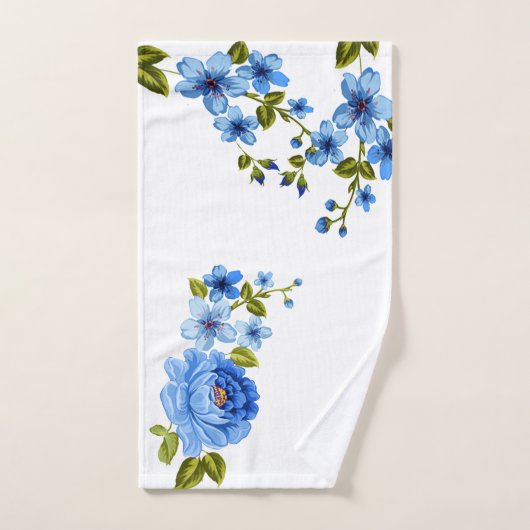 Mooie botanische blauwe bloemen bad handdoek (Handdoek)