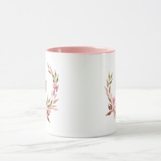 Mooie Botanische | Bloemkrans met monogram Mok (Midden)
