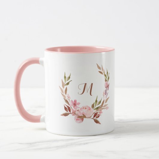 Mooie Botanische | Bloemkrans met monogram Mok (Links)