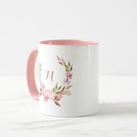 Mooie Botanische | Bloemkrans met monogram Mok (Voorkant links)