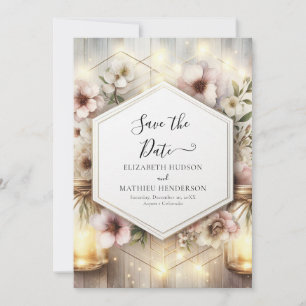 Mooie Botanische Mason Jar bruiloft Save The Date