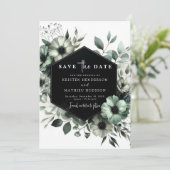 Mooie Botanische Minimal Sage Green bruiloft Save The Date (Staand voorkant)