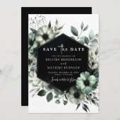 Mooie Botanische Minimal Sage Green bruiloft Save The Date (Voorkant / Achterkant)