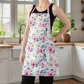 Mooie botanische roze en groene bloemen schort