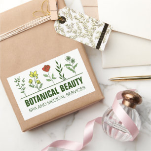 Mooie botanische spa salon groen bloemmotief rechthoekige sticker