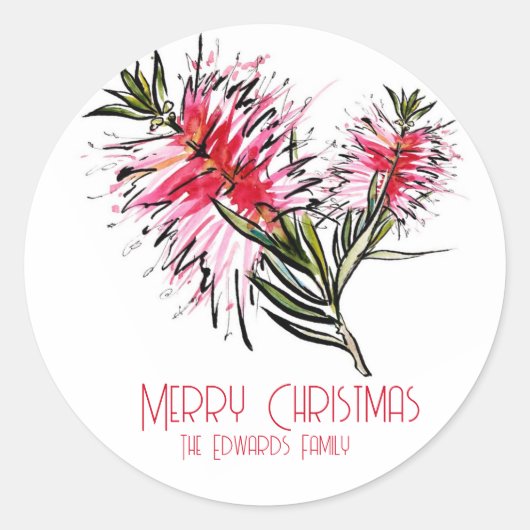 Mooie Bottlebrush Christmas Gift Stickers (Voorkant)