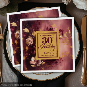 Mooie Bourgogne Blush Gold 30e verjaardag servette Servet