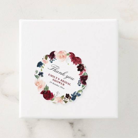 Mooie Bourgondische bloemen dank u vrijgezellenfee Bedankjes Labels (In situ)