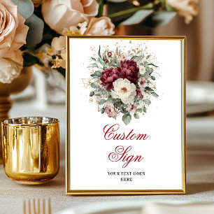 Mooie Bourgondische Bloemen Groene Plant Gold Kleu Poster