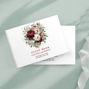 Mooie Bourgondische Bloemen Groene Planten Goud Ga Gastenboek