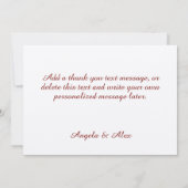 Mooie Bourgondische kalligrafie Script Ecru Bedankkaart (Achterkant)