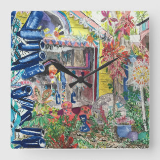 Mooie Bowling Ball House Schilderen wandklok Vierkante Klok