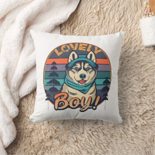 Mooie Boy Cool  Retro Husky Puppy Kussen