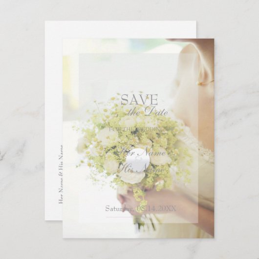 Mooie bride met het blote Bouquet bruiloft Aankondigingskaart (Voorkant / Achterkant)