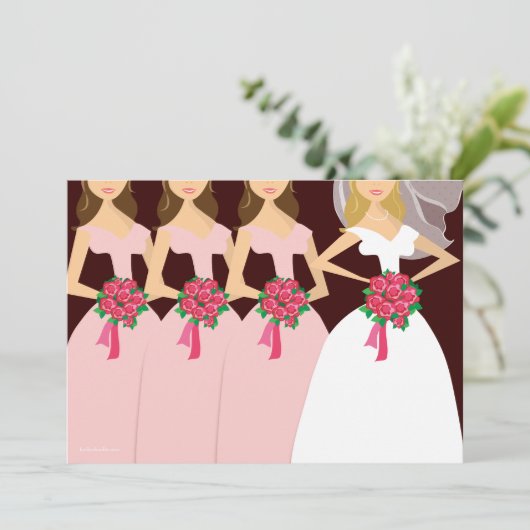 Mooie bride roze bridesmaids Vrijgezellenfeest Kaart (Staand voorkant)