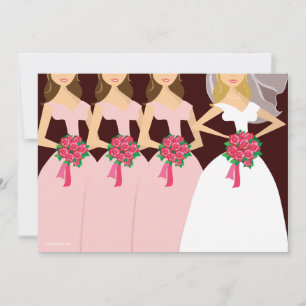 Mooie bride roze bridesmaids Vrijgezellenfeest Kaart