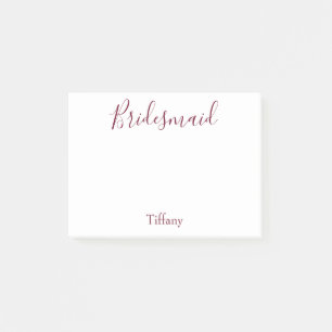 Mooie Bridesmaid White en Bourgogne Post-it® Notes