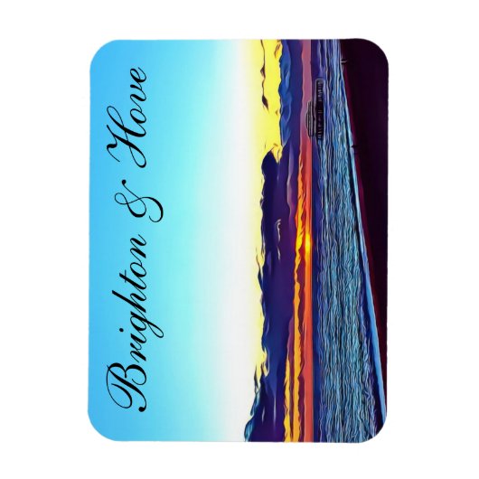 Mooie brighton en hoefstrand & zon magneet (Verticaal)