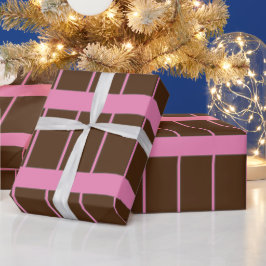 Mooie BROWN PINK LINE Cadeaupapier