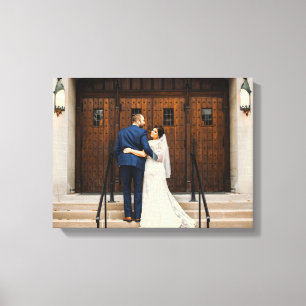 Mooie bruid & bruidegom foto met datum namen canva canvas afdruk