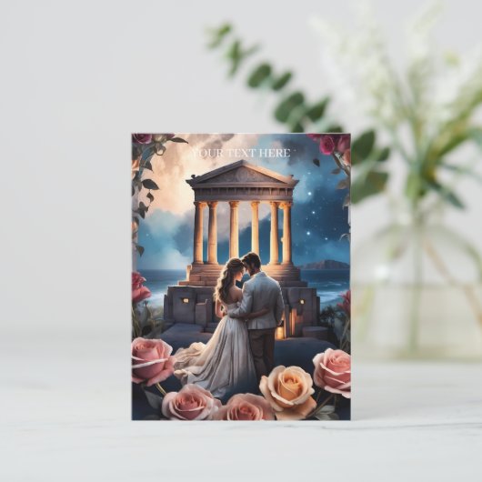 Mooie bruid & bruidegom Staand bij het Zee Briefkaart (Staand voorkant)