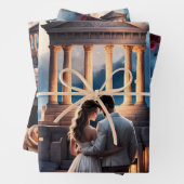 Mooie bruid & bruidegom Staand bij het Zee Inpakpapier Vel (In situ)