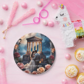 Mooie bruid & bruidegom Staand bij het Zee Papieren Bordje (Feest)