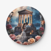 Mooie bruid & bruidegom Staand bij het Zee Papieren Bordje (Voorkant)