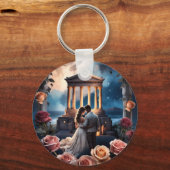 Mooie bruid & bruidegom Staand bij het Zee Sleutelhanger (Achterkant)