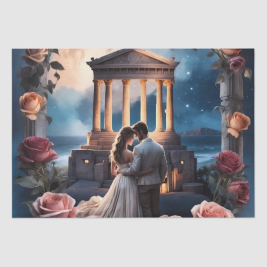 Mooie bruid & bruidegom Staand bij het Zee Tissuepapier (Voorkant)